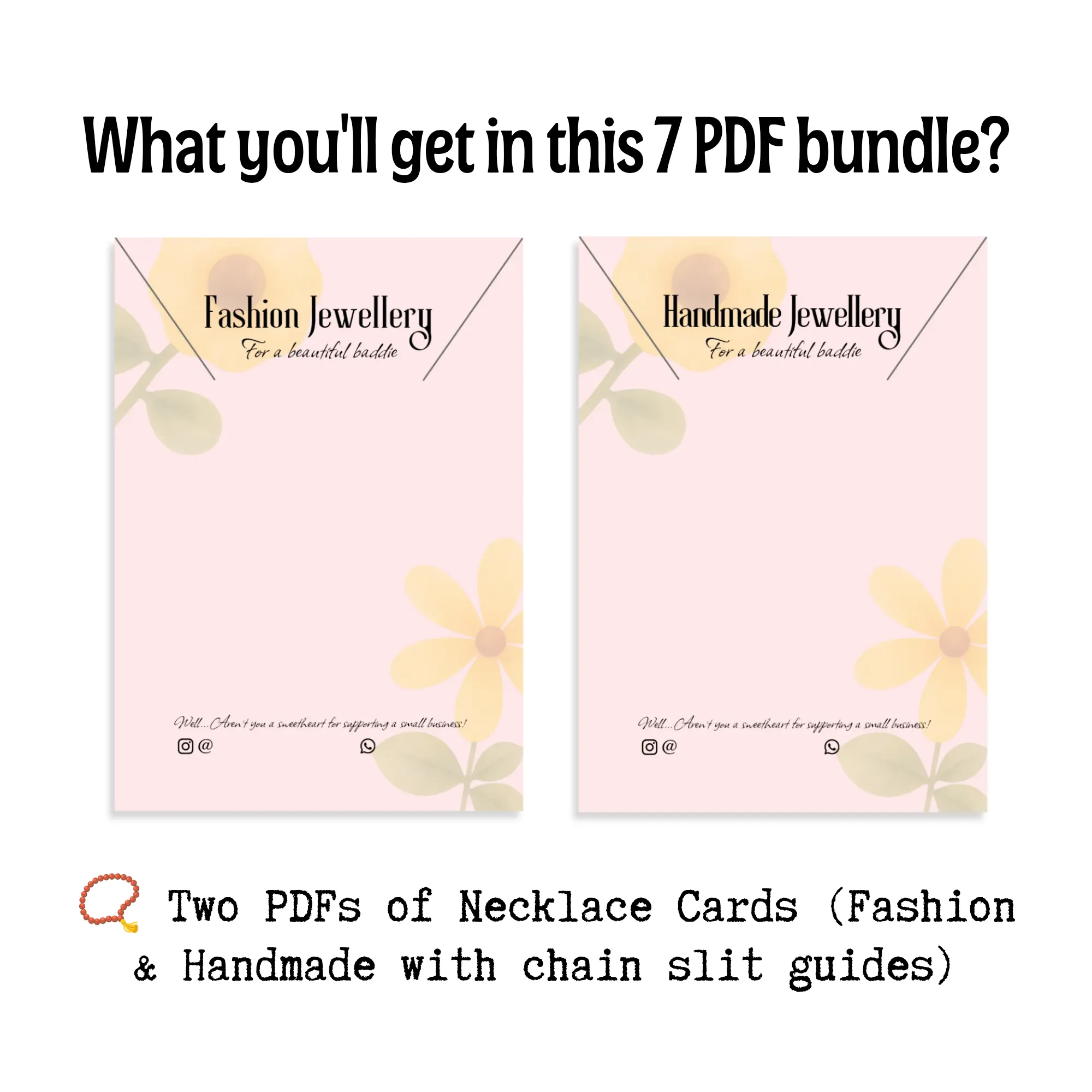 Fashion and Handmade necklace cards for small businesses and instagram boutiques