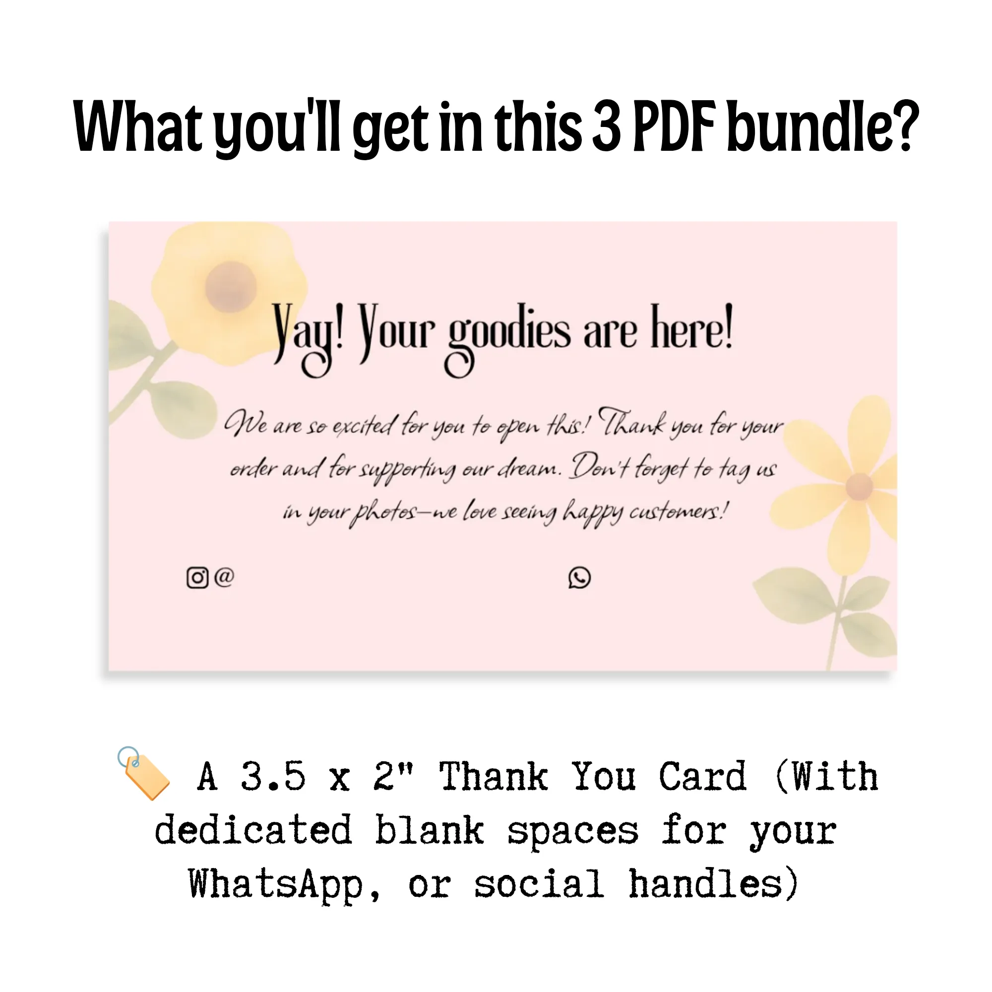 Print ready Pink Thank you card for Instagram small businesses.
