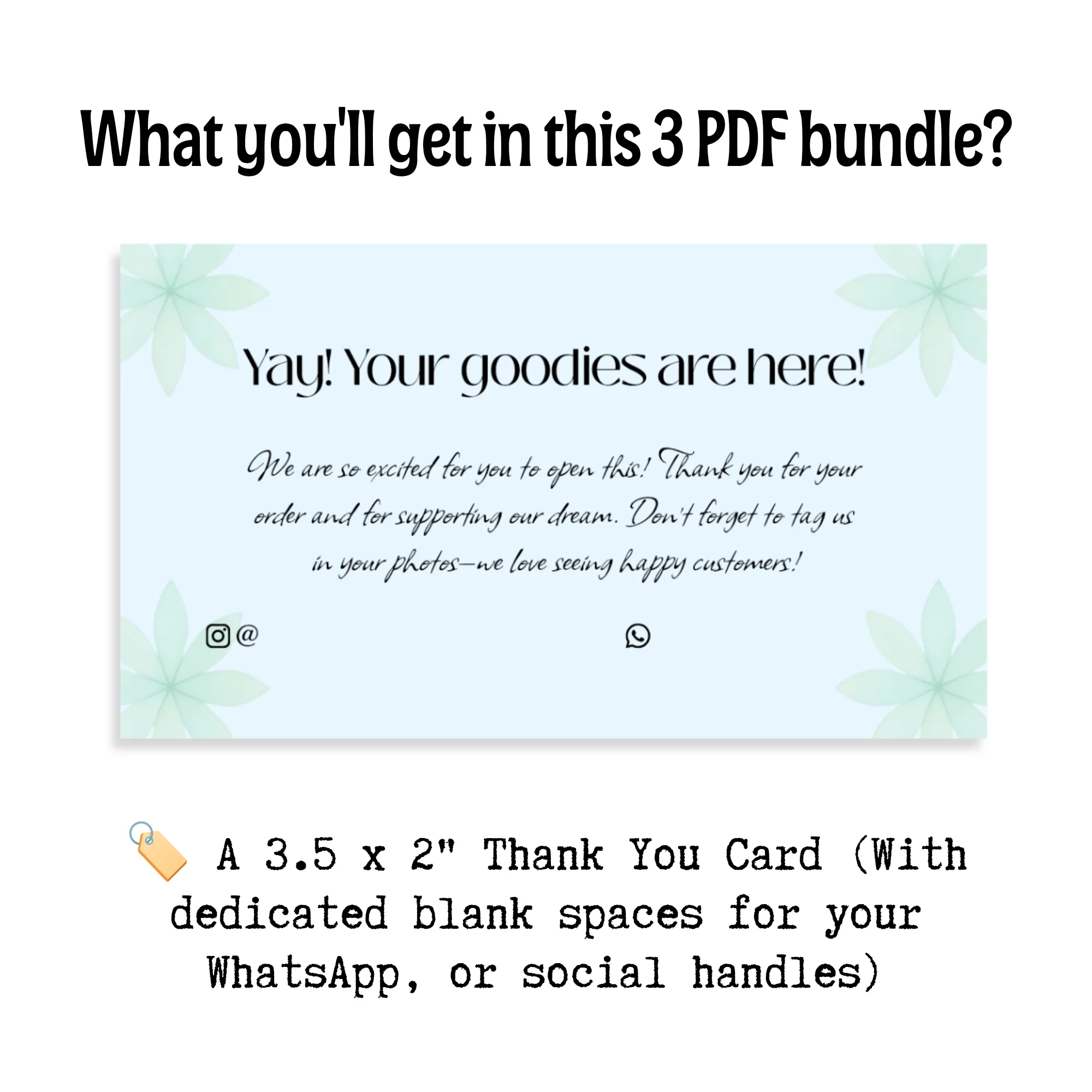 3.5x 2 inches Thank you cards for small business packaging