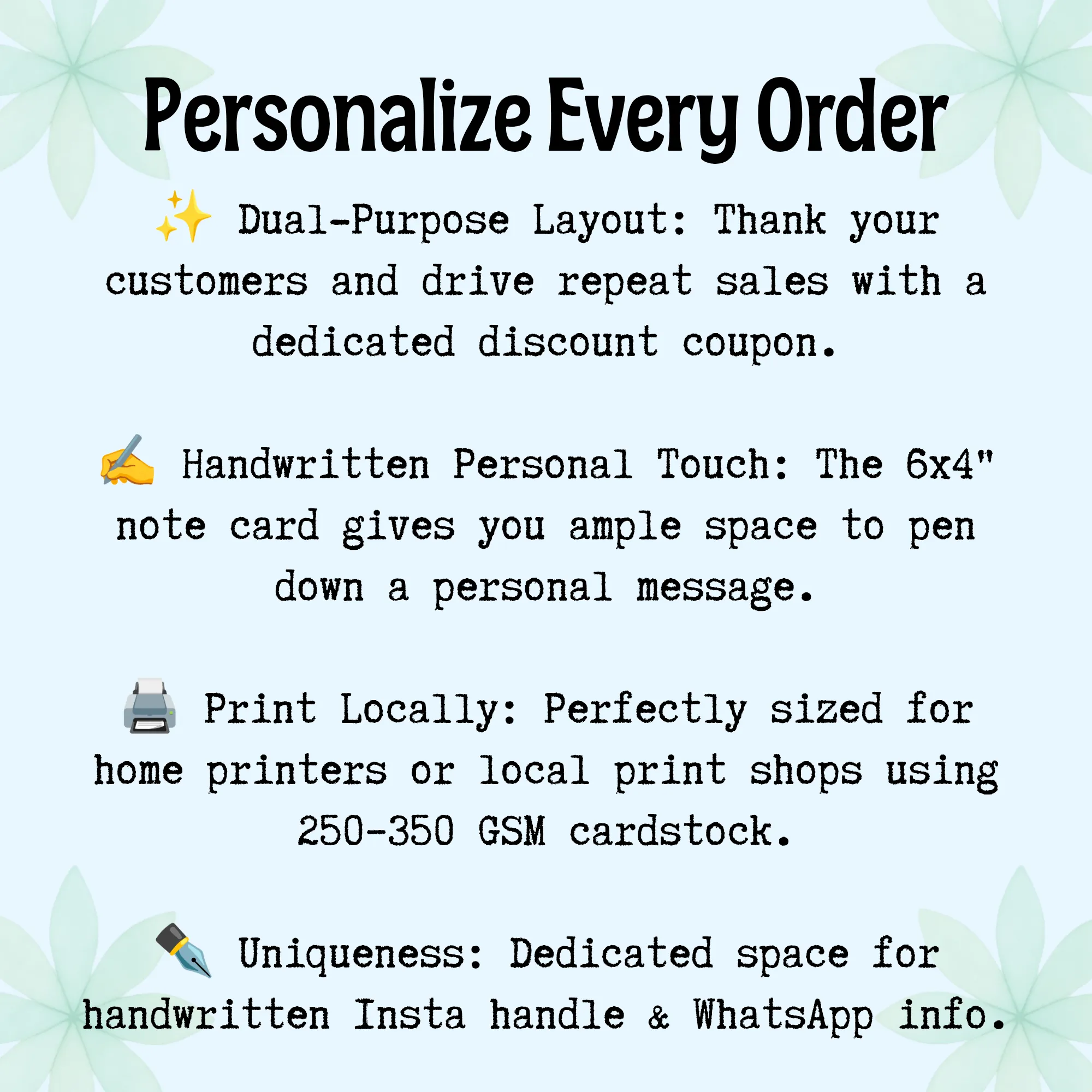 Personalize every order by packaging special cards