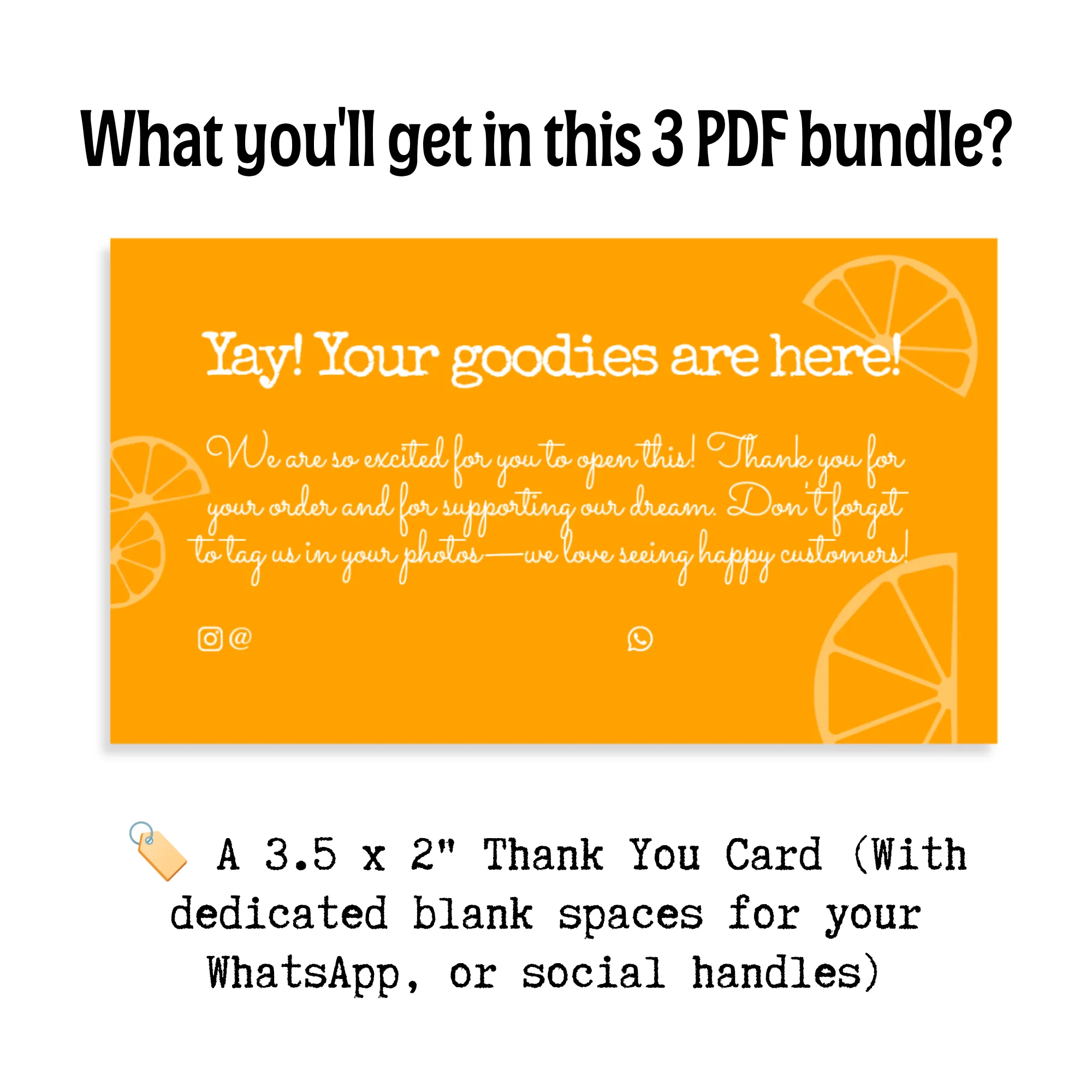 Orange Citrus Thank You Card & Discount Voucher Print Ready PDF Bundle | Small Business Packaging Inserts & Note Cards — view 2