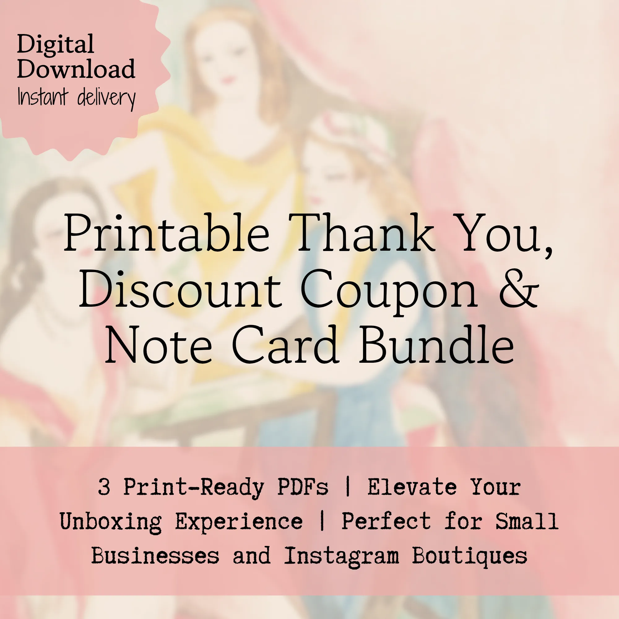 Vintage thank you card bundle for small businesses PDFs