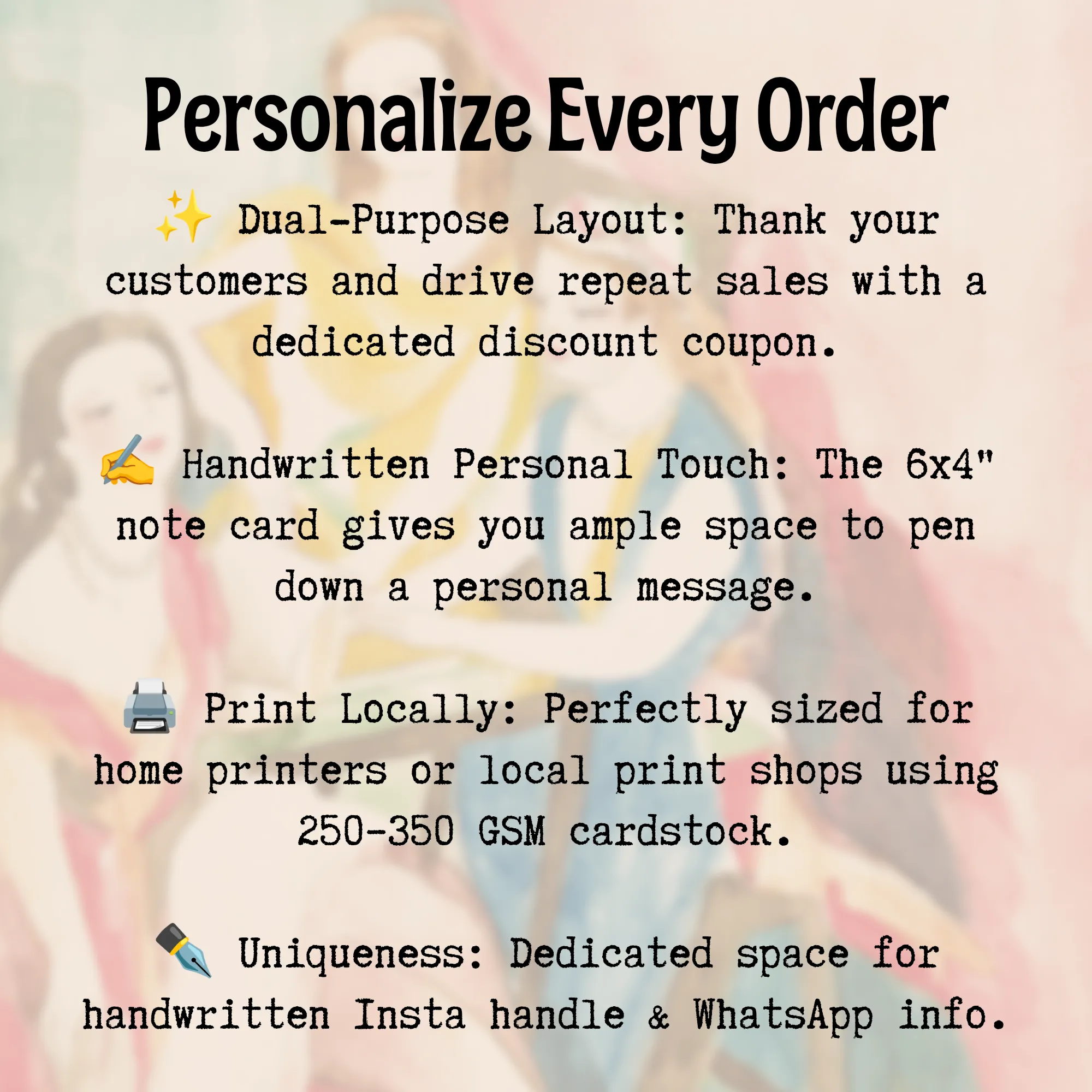 Buy special packaging inserts for small business owners, print ready PDFs